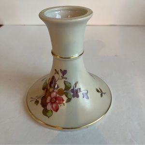 Vtg Lefton Pansy Candle Holder Trimmed In Gold EUC No Flaws, Chips Matte Finish